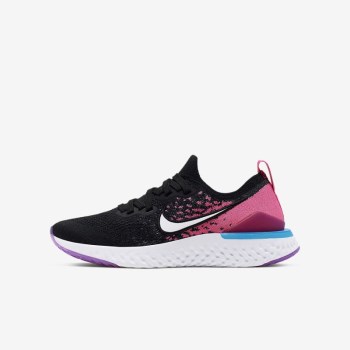 Nike Epic React Flyknit 2 - Nagyobb Gyerek Futócipő - Fekete/Rózsaszín/Lila/Fehér